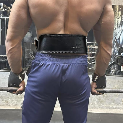 Spartan Weight Lifting Belt (5mm Thick) - Genuine Leather Lifting Belt Gym for Men & Women - Functional Workout Belt - Gym Belt for Weightlifting, Powerlifting, Squat & Deadlift - Adjustable Weightlifting Belt