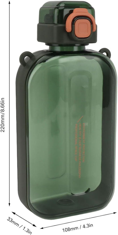 Pomya Flat Water Bottle, Portable Travel Mug, Lightweight Leakproof Slim Water Bottles with Strap for Sports Camping Gym Fitness Outdoor Backpacking Hiking, Ultra Light, 750ml(Green)