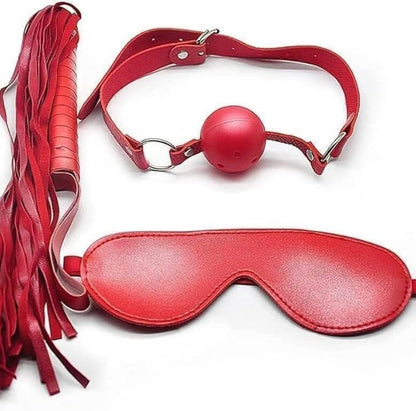 10-Piece Leather Couples Home Gym Set: Complete Partner Yoga, Pilates & Fitness Training Kit for A Full-Body Couples Workout (Red)