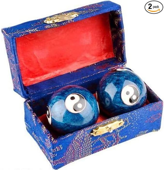 JapanBargain, Set of 2 Chinese Baoding Balls Hand Exercise Therapy Balls Stress Reliefe Balls, (Blue)