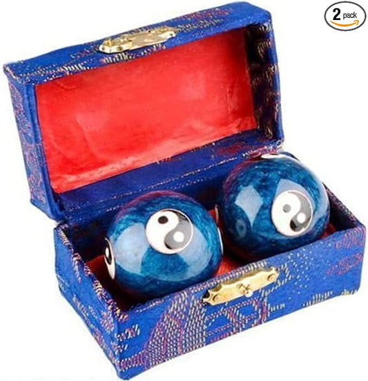 JapanBargain, Set of 2 Chinese Baoding Balls Hand Exercise Therapy Balls Stress Reliefe Balls, (Blue)