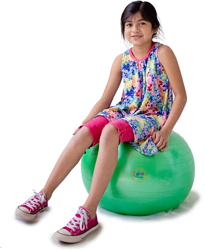 Fun and Function Therapy Ball for Kids, Exercise, Yoga, Balance, Stability, Active Seating Alternative for Classrooms and at Home, Supports Sensory Seekers & Children with ADHD - 24" Green