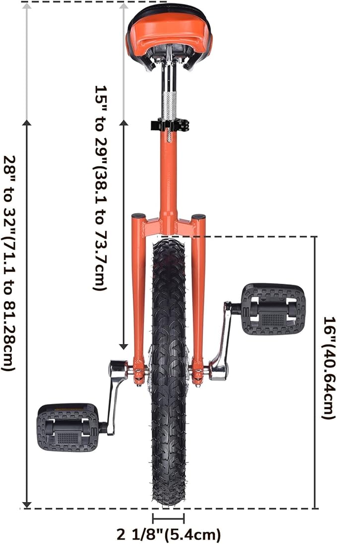 AW 16/18/20/24 Inch Wheel Outdoor Unicycle Adjustable Seat Exercise Bicycle Fit Adults Kids Outdoor Sports Fitness Exercise, for Choice