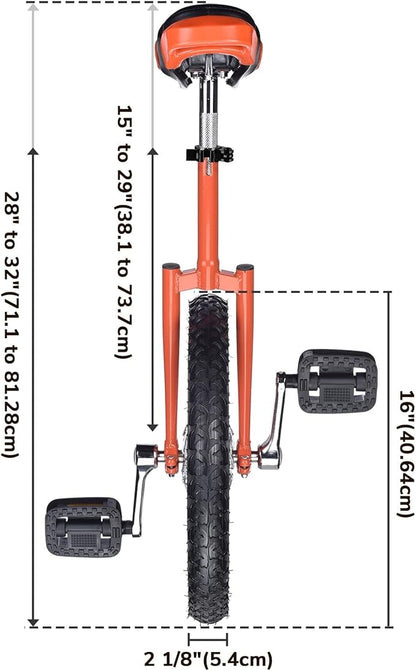 AW 16/18/20/24 Inch Wheel Outdoor Unicycle Adjustable Seat Exercise Bicycle Fit Adults Kids Outdoor Sports Fitness Exercise, for Choice