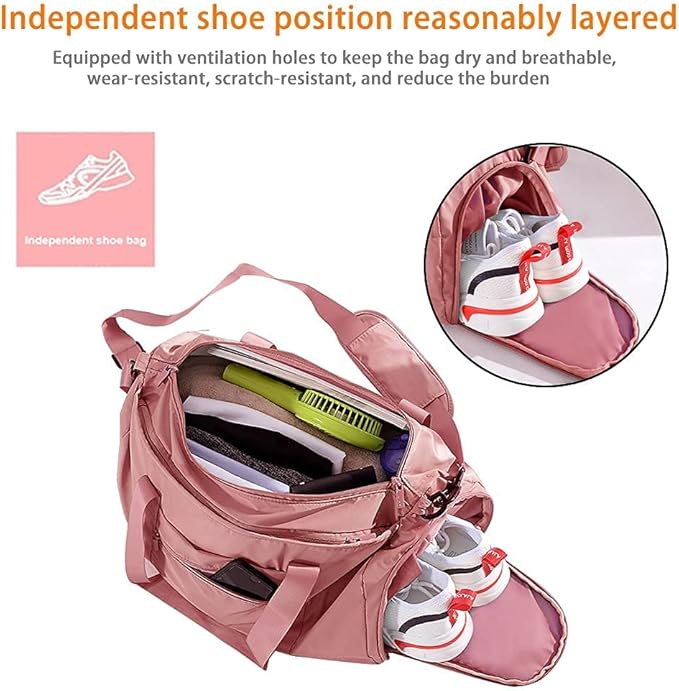 Sports Gym Luggage Travel Bag for Men and Women, Sports Gym Bag, Exercise Duffel Bag, Large Capacity and Light to Carry, Waterproof and Dirt-resistant Foldable Travel Bag ,Gear Pink