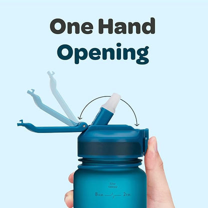 Hydracy Water Bottle with Time Marker -Large BPA Free Water Bottle & No Sweat Sleeve -Leak Proof Gym Bottle with Fruit Infuser Strainer & Times to Drink -Ideal for Fitness Sports & Outdoors
