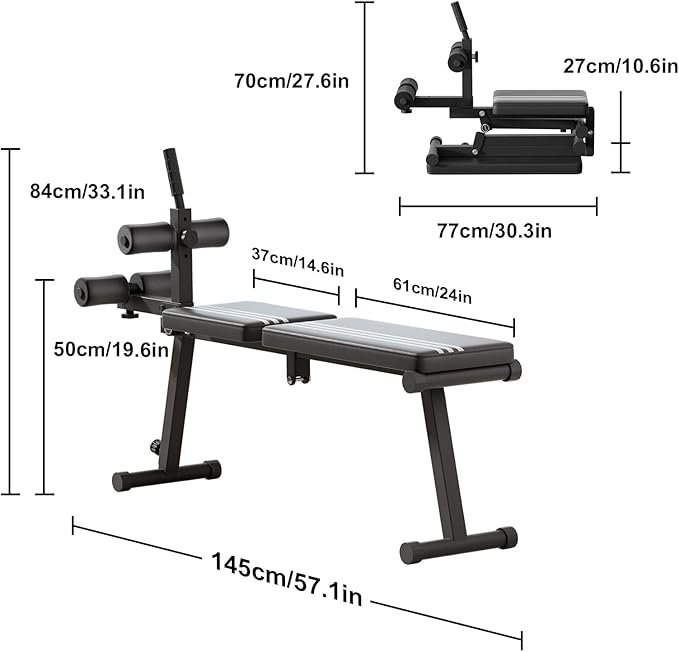 Sit Up Benches, Abs Workout Equipment, Foldable Hyperextension Roman Chair, Abdominal Gym Equipment,Utility Slant Board Exercise Benches for Strength Training and Home Gym Workouts Black