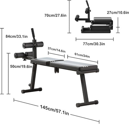 Sit Up Benches, Abs Workout Equipment, Foldable Hyperextension Roman Chair, Abdominal Gym Equipment,Utility Slant Board Exercise Benches for Strength Training and Home Gym Workouts Black