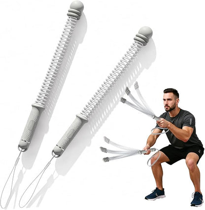 Ropeless Battle Ropes for Exercise Workout Rope, Portable Workout for Home Gym, Exercise Battle Ropes for HIIT Workouts, Low-Impact Cardio Training (Grey with Ring)