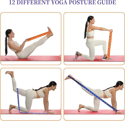 Elastic Yoga Stretching Strap with Loops, CEILIWEN Stretch Straps for Physical Therapy, Pilates Stretch Band, Elastic Exercise Bands, Leg Stretching Strap, Stretch Resistance Bands for Exercise