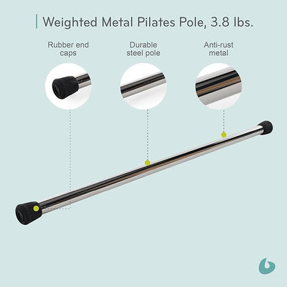 Balanced Body Weighted Metal Pole, Weighted Bar for Home or Studio Workouts, Exercise Equipment for Home Fitness or Gym Use