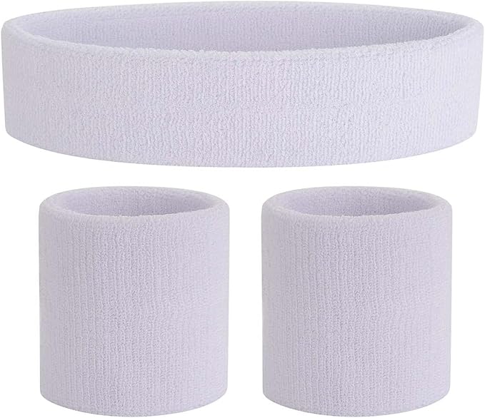ONUPGO Sweatband Set Sports Headband Wristband Set Sweatbands Terry Cloth Wristband Wrist Sweatband Headbands Moisture Wicking Sweat Absorbing Head Band