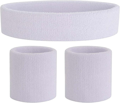 ONUPGO Sweatband Set Sports Headband Wristband Set Sweatbands Terry Cloth Wristband Wrist Sweatband Headbands Moisture Wicking Sweat Absorbing Head Band