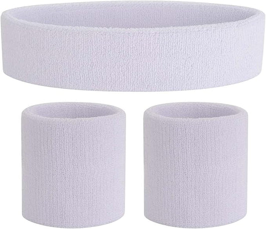 ONUPGO Sweatband Set Sports Headband Wristband Set Sweatbands Terry Cloth Wristband Wrist Sweatband Headbands Moisture Wicking Sweat Absorbing Head Band