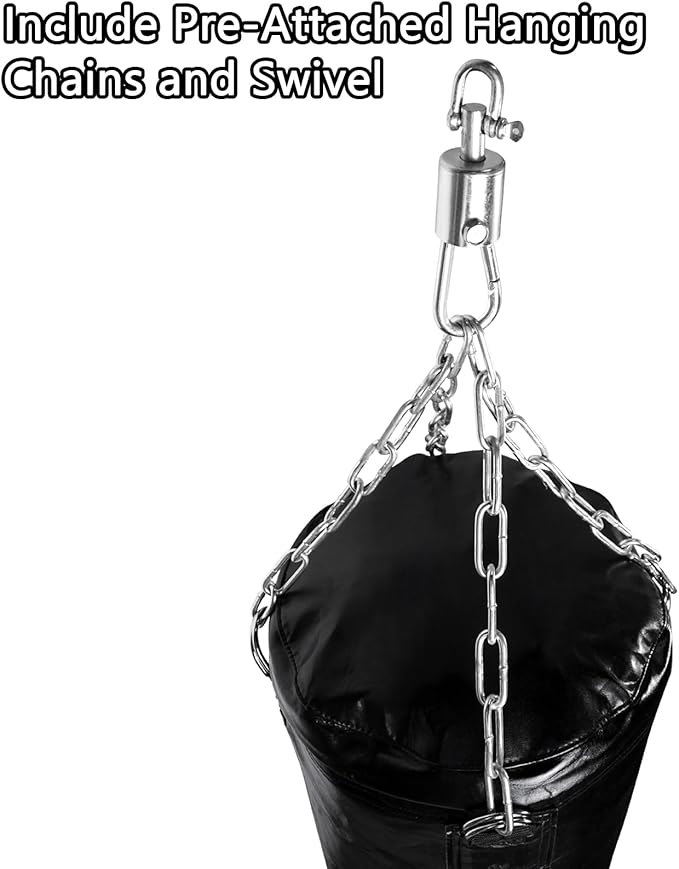 Luwint 4ft Heavy Bag - Unfilled Punching Bag Heavy Duty Hanging Boxing Bag with Chains Adjustable Weight for MMA Boxing Home Gym Training Fitness
