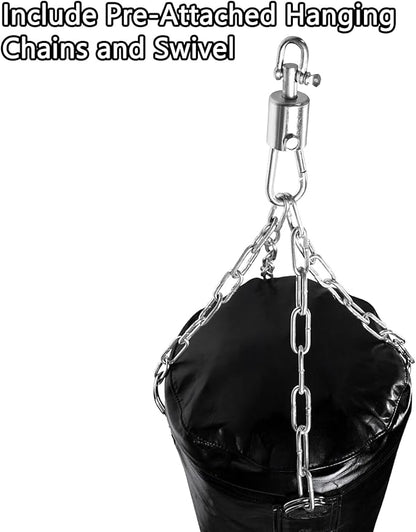Luwint 4ft Heavy Bag - Unfilled Punching Bag Heavy Duty Hanging Boxing Bag with Chains Adjustable Weight for MMA Boxing Home Gym Training Fitness