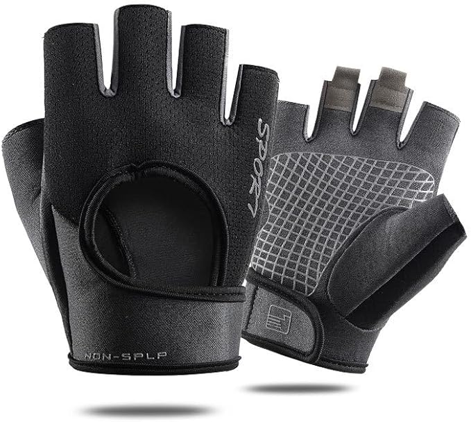 Anti-Slip Workout Gloves for Women Men - Breathable Mesh Fingerless Gloves for Fishing Gym Exercise Fitness