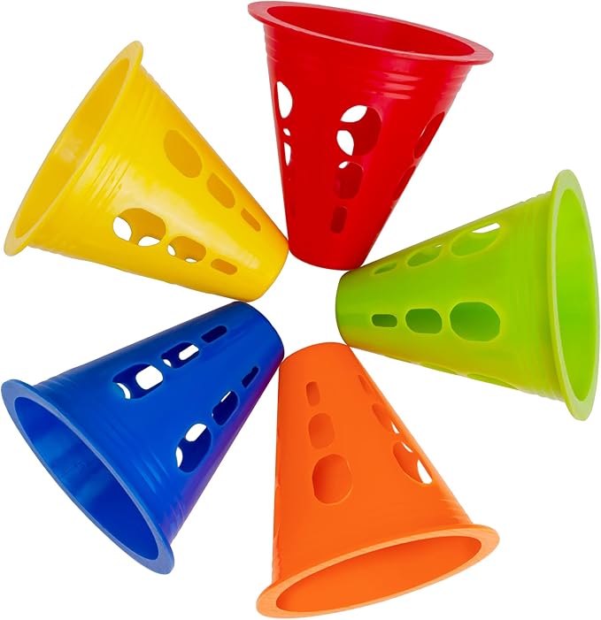 Famgee 3 Inch Plastic Windproof Slalom Cones Inline Roller Skating Cones Pile Cup Roadblocks Traffic Road Cones Set with Holes for Skate Practice Sport Training