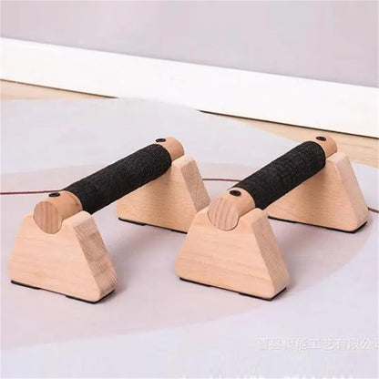 Push Up Bar 2pcs Solid Wood Parallettes Push-Up Bar for Home Gym Floor Workouts Bodyweight Training