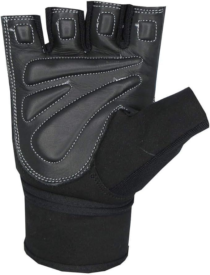 TMA Weight Lifting Gloves for Gym Workout – Cowhide Leather, Long Wrist Support with Anti Slip Palm Protection – Great Grip for Fitness, Bodybuilding, Powerlifting, Strength Training & Exercise