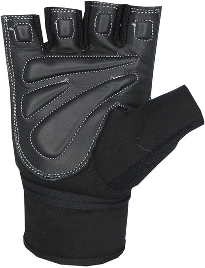 TMA Weight Lifting Gloves for Gym Workout – Cowhide Leather, Long Wrist Support with Anti Slip Palm Protection – Great Grip for Fitness, Bodybuilding, Powerlifting, Strength Training & Exercise