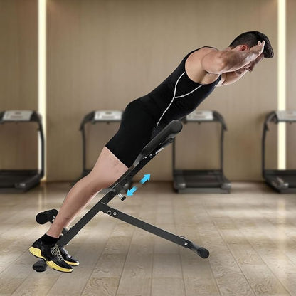 Hyperextension Bench with Adjustable Height and Back, Multi-functional Workout Bench, Back Extension Roman Chair