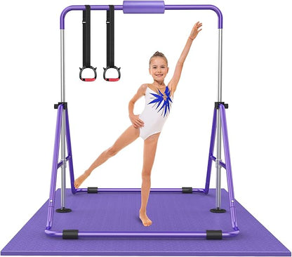 Gymnastic Bars for Kids with Adjustable Height, Folding Gymnastic Training Kip Bar, Expandable Horizontal Bar for Home