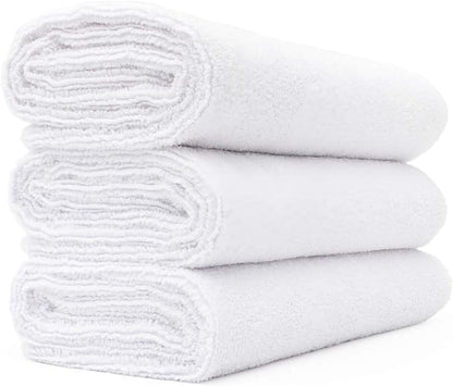 The Rag Company - Sport & Workout Towel - Gym, Exercise, Fitness, Yoga, Sport, Ultra Soft, Super Absorbent, Fast Drying Premium Microfiber, 320gsm, 16in x 27in, White (3-Pack)