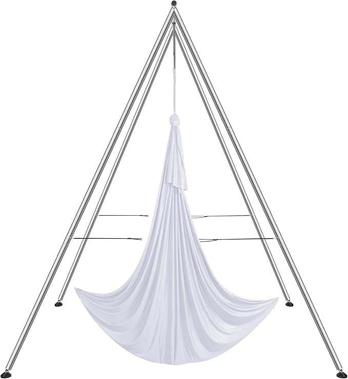 VEVOR Yoga Stand Frame, Max 441-551 lbs Load Swing Stand, Triangular Structure Aerial Rig, Aerial Silk Stands with Yoga Hammock, Standard & Height-Adjustable Version