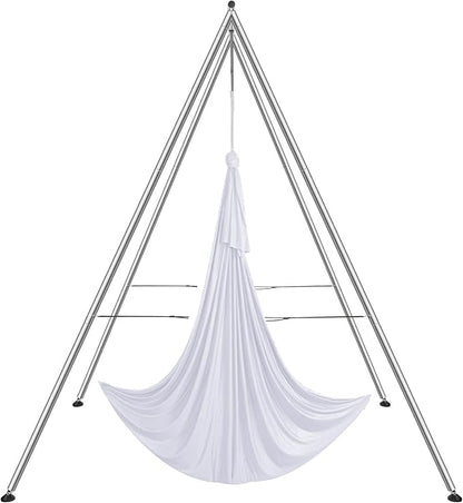 VEVOR Yoga Stand Frame, Max 441-551 lbs Load Swing Stand, Triangular Structure Aerial Rig, Aerial Silk Stands with Yoga Hammock, Standard & Height-Adjustable Version