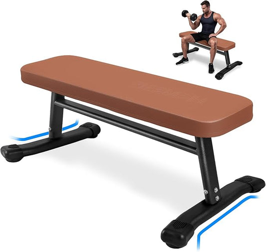 Flat Weight Bench, 2.4 Inch Thick Pad Workout Bench 660 LBS Bench Press Exercise Equipment for Home Gym Strength Weight Training