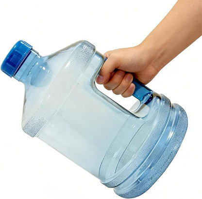 2 Pieces 1 Gallon Water Bottle, Round Plastic Water Jug with Handle and Screw Cap, Reusable Leak Proof Large Capacity Bottles for Camping, Travel, Gym, Sports, Office, Daily Drinking Use