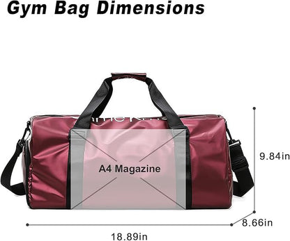 Gym Bag for Men Women Waterproof Duffle Bag with Shoes Compartment and Wet Pocket Multipurpose Sports Weekender Bags for Travel, Sports, Fitness and Workout,Red