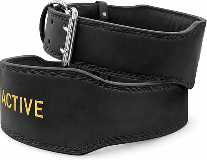 Weightlifting Belt - Pro Leather Belt for Powerlifting, Squats & Deadlifts, Lower Back Support with Adjustable Buckle for Men & Women
