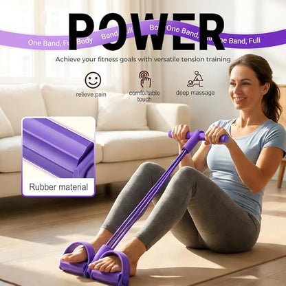 Yoga Sports Crunches Elastic Pull Rope, Pedal Resistance Bands with Handles, Multifunctional Elastic Yoga Resistance Band for Abdomen/Waist/Arm/Leg Stretching Slimming Training