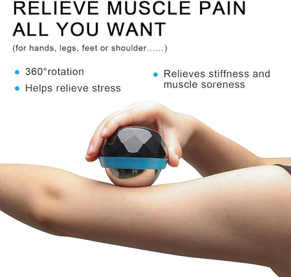 Coolrunner Cold Massage Roller Ball, Cryosphere Cold Massage Ball- Heat Therapy & Cold Therapy Relief with Cold Gel Core- Helps with Muscles Recovery and Inflammation for Shoulders, Neck (Black Blue)