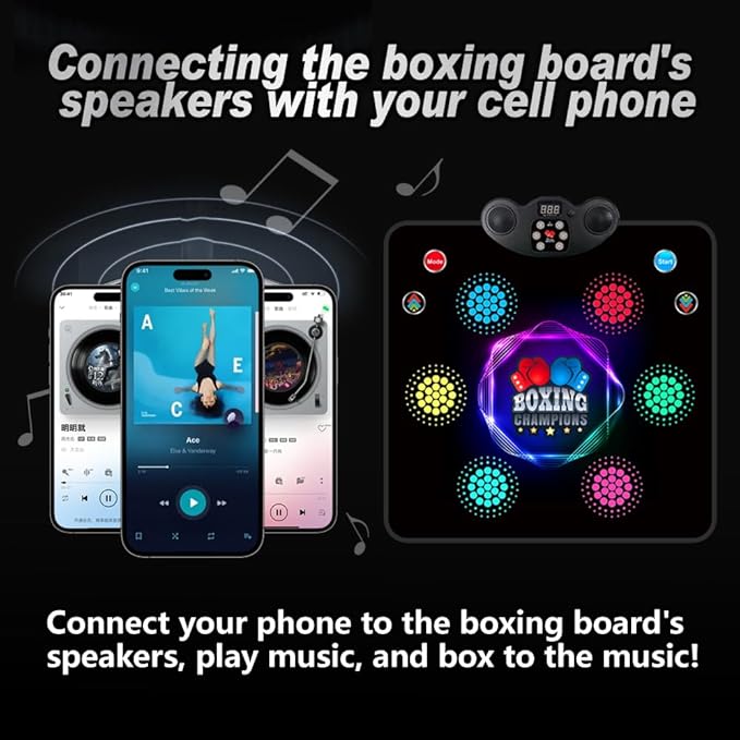 2025 Kids Musical Boxing Machine Comes with Boxing Gloves, 9 Modes, 420 Levels, 7 Lights, wall-Mounted Dual-Purpose, Memory and Reaction Training Equipment Christmas Birthday Gift for Kids