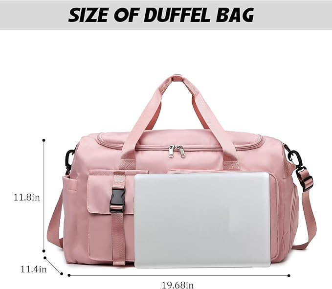 Eslcorri Gym Duffle Bag for Women Men, Sports Backpack with Wet & Shoe Compartment, Fitness Overnight Weekender Bag for Yoga, Swim, Travel (B, Grey)