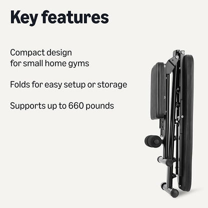 Amazon Basics Adjustable Workout Weight Bench Press, Foldable for Home Gym, Black