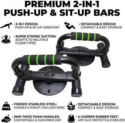 Push Up Stand with Suction Cup Base for Ultimate Anti-Slip Stability, Home Gym Equipment for Men & Women, Chest Workout with Comfort Foam Grips