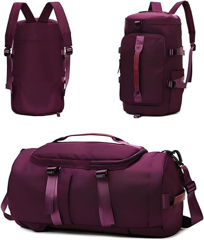 ZUEVI 3 In 1 Backpack Travel Duffle Bag for Men Women with Wet Pocket and Shoe Compartment Waterproof Gym Backpacks for Weekender Sports Training Yoga (Violet)