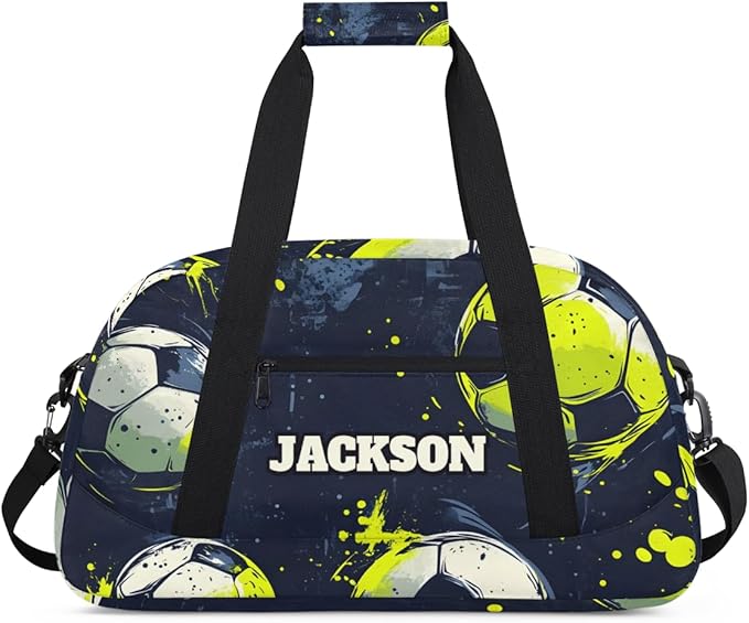 Personalized Soccer Sport Bags for Kids Boys with Custom Name Gym Training Travel Bags for Overnight Weekender