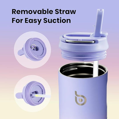 BOTTLE BOTTLE Insulated Water Bottle 24oz with Straw Lid and Handle for Sports Travel Gym Stainless Steel Water Bottles Double-Wall Vacuum Metal Leak Proof BPA-Free