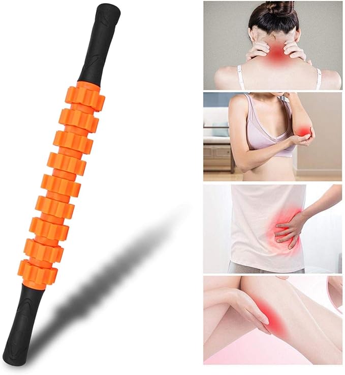 Muscle Roller Stick, High Strength Relaxation Roller Muscle Massage Sticks Fitness Sport Fascia Rods for Home Gym (Orange)