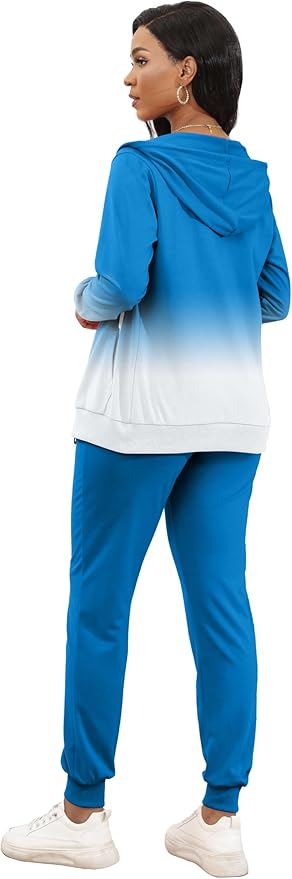 CLOCOR Track Suits for Women Set - Casual 2 Piece Outfits Sweatsuit Pocket Hoodies Long Sleeve with Patchwork Pants Set