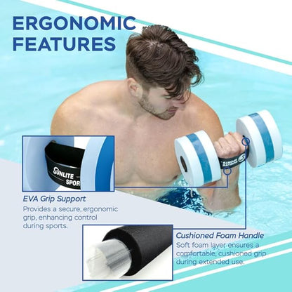 Sunlite Sports Water Workout Combo Set, High Density Water Weights for Pool Exercise, Dumbell, Swim Belt, Aerobics Equipment, Aqua Jogger Belt, Pool Fitness, Aqua Therapy & Exercise
