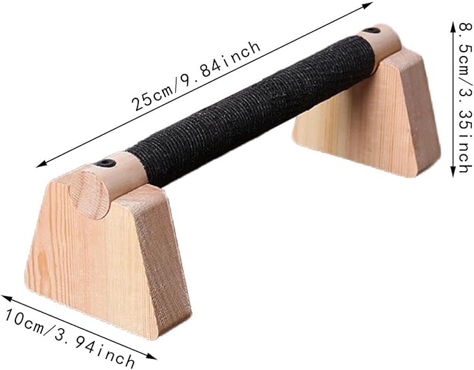 2Pcs Wood Push Up Bars for Adults, Non-Slip Base Parallettes for Strength Training, Planks, Calisthenics, Home Workout Equipment- 25CM