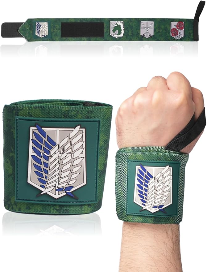 CROWN Anime Wrist Wraps Lifting Straps 24" for Men and Women - 1 Pair Each, Green Ttan Gym Accessories Support Weightlifting, Powerlifting, Strength Training, and Improve Workout