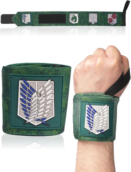 CROWN Anime Wrist Wraps Lifting Straps 24" for Men and Women - 1 Pair Each, Green Ttan Gym Accessories Support Weightlifting, Powerlifting, Strength Training, and Improve Workout