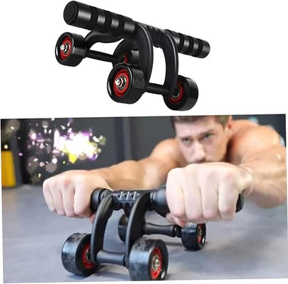 2 Pack 4-Wheel Ab Roller Abdominal Exercise Roller for Six Pack Abs, Core Workout Trainer, Stomach Exercises with Knee Mat, Sport Fitness for Men and Women